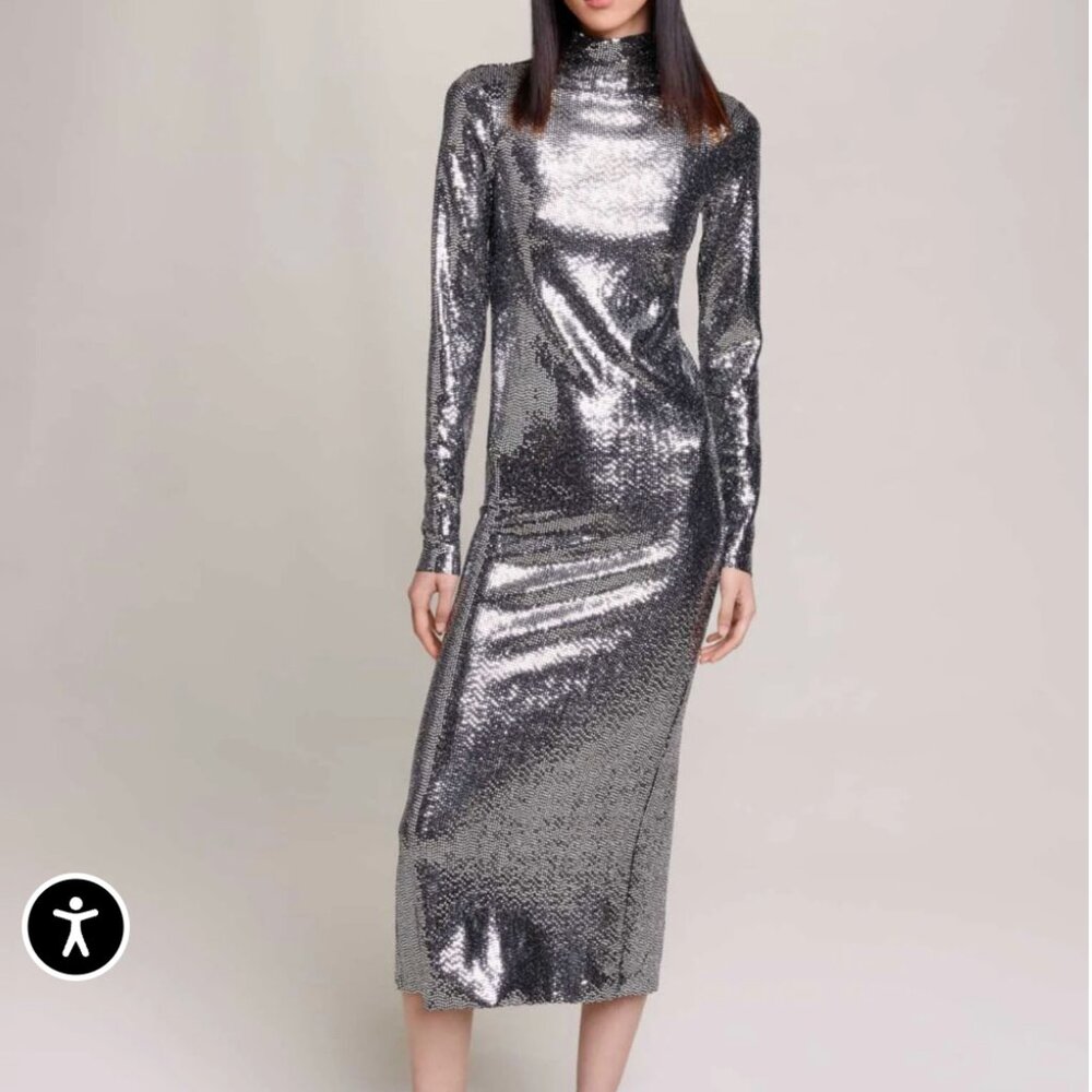 NWT MAJE Glitter Maxi Dress Size Small/2/36